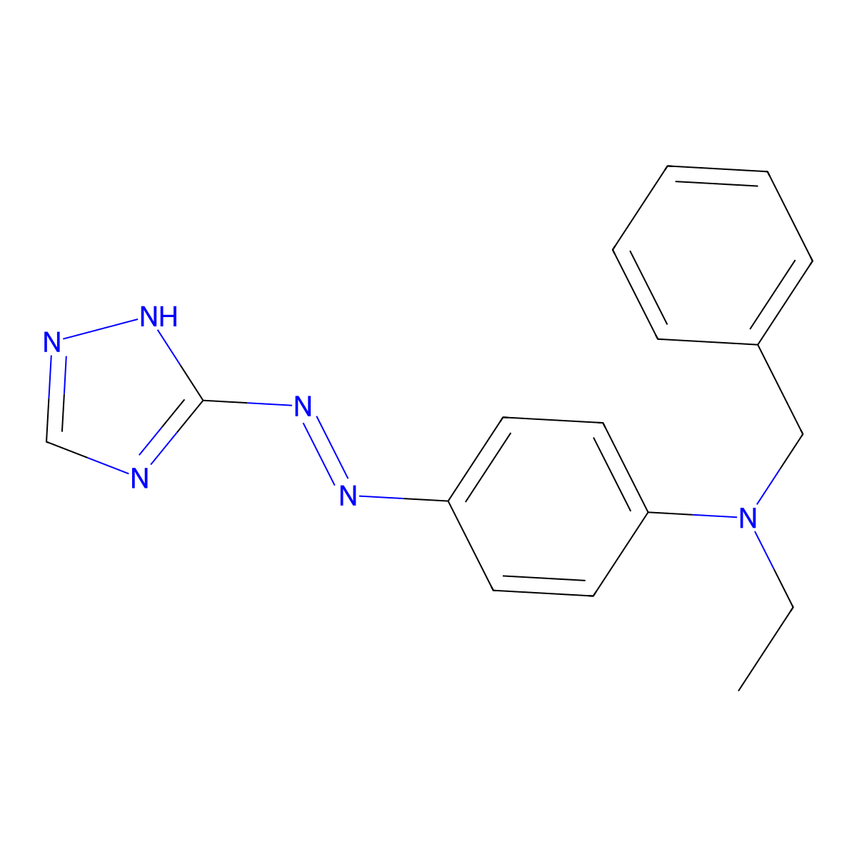 Benzenemethanamine, N-ethyl-N-[4-(1H-1,2,4-triazol-3-ylazo)phenyl]- molecular structure, CAS 13486-13-0