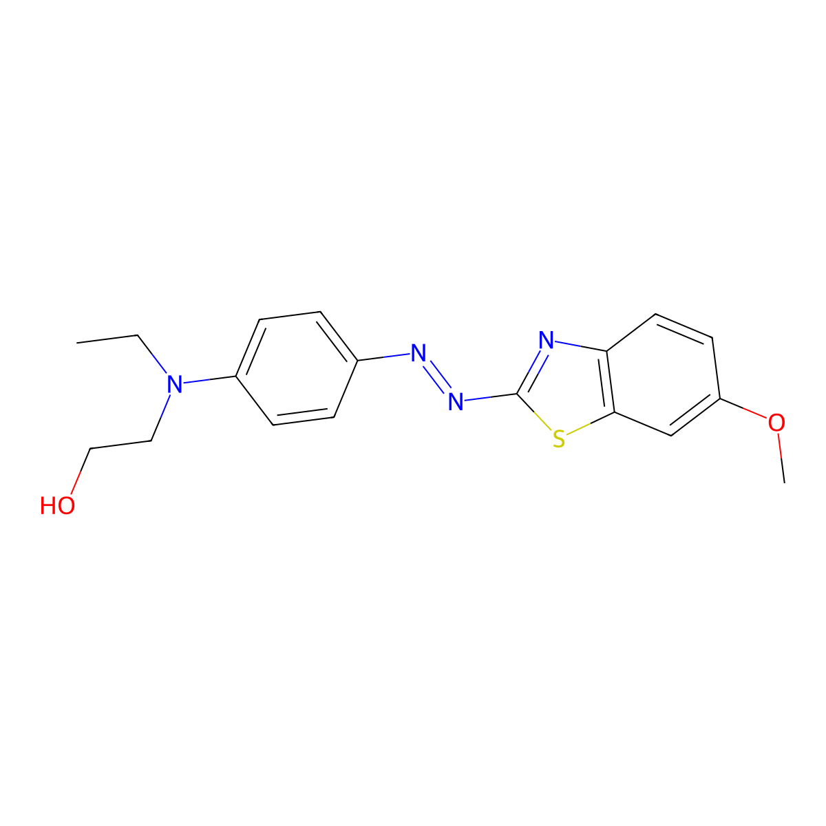 2-(N-ethyl-p-((6-methoxybenzothiazol-2-yl)azo)anilino)ethanol molecular structure, CAS 13486-43-6