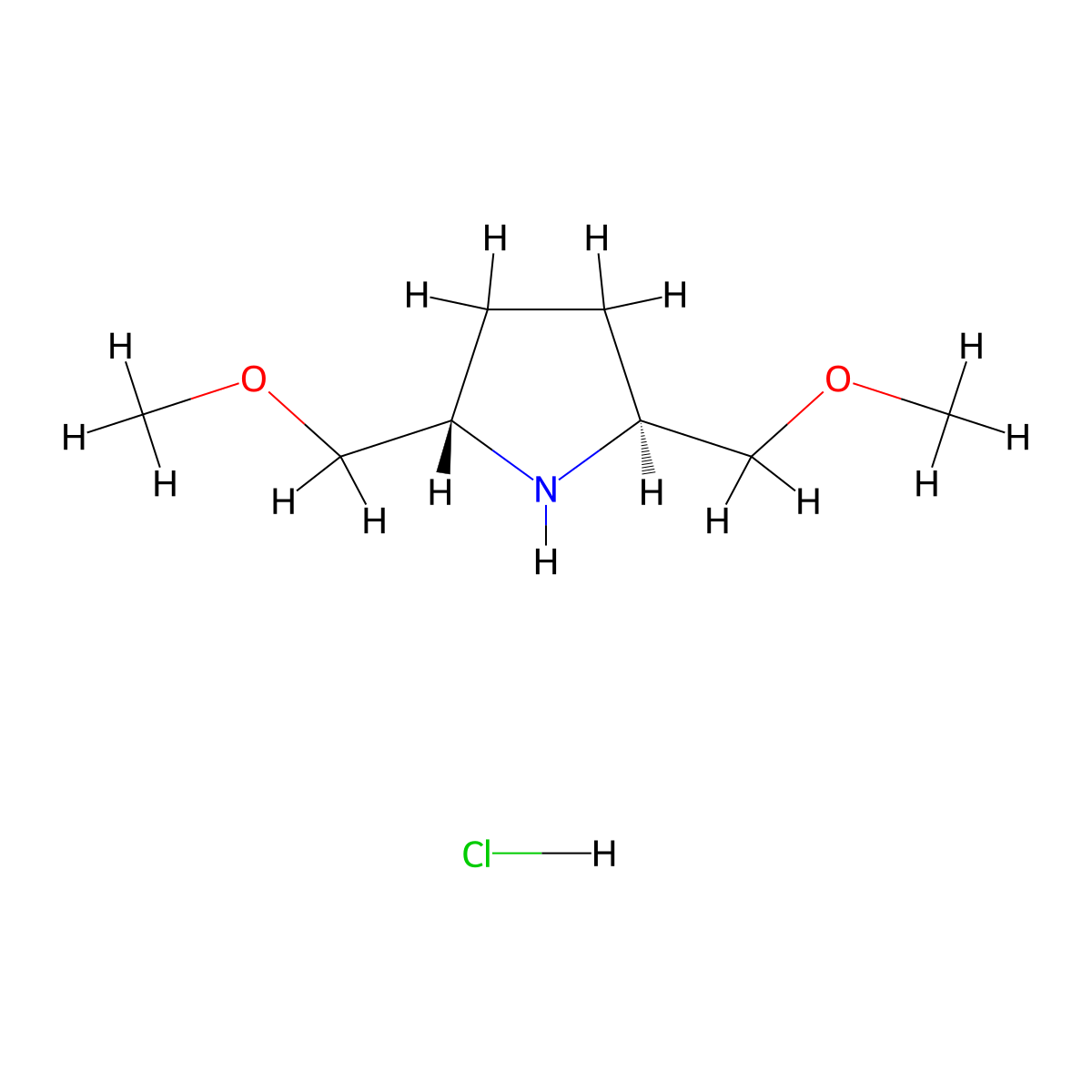 (2S,5S)-2,5-Bis(methoxymethyl)pyrrolidine hydrochloride molecular structure, CAS 134860-29-0