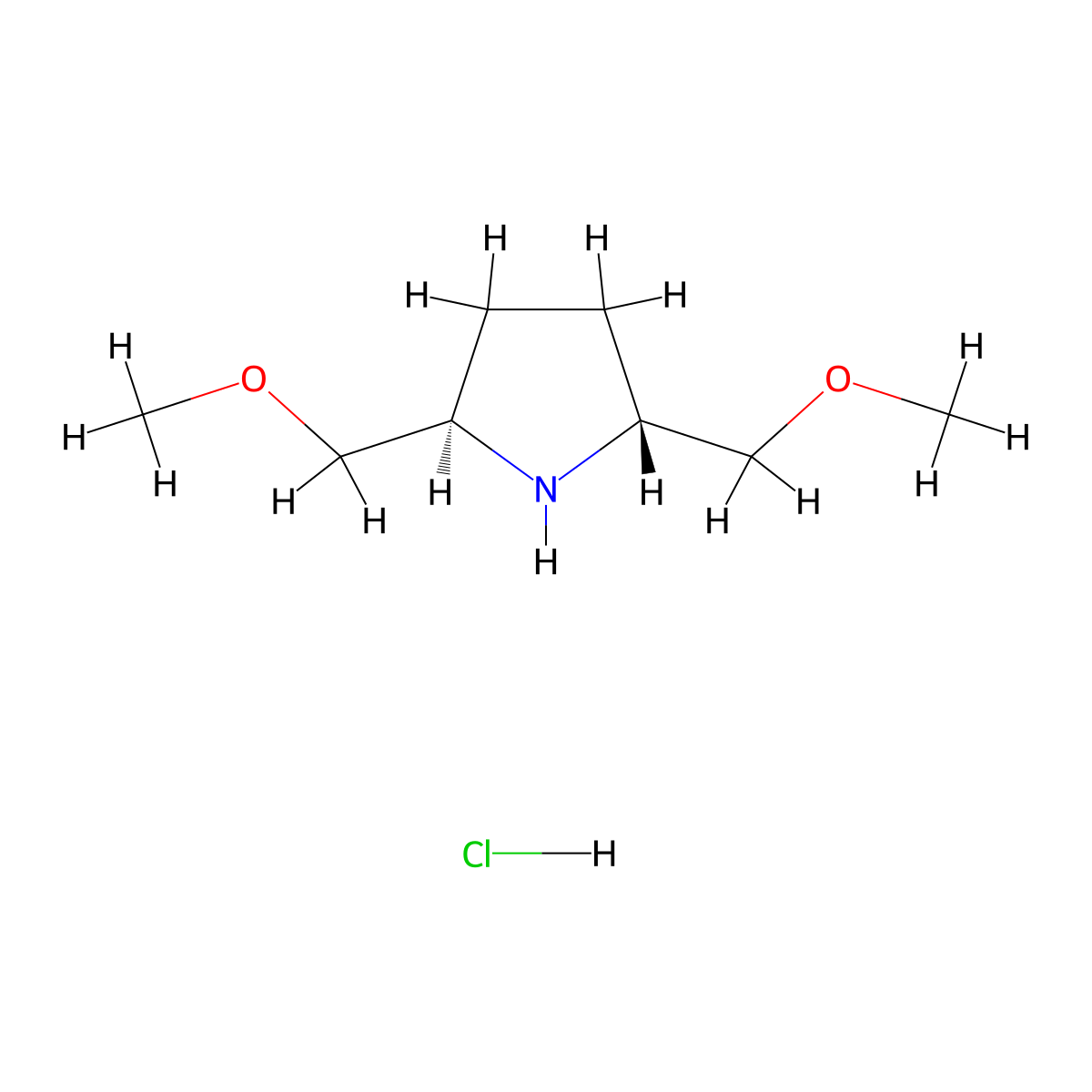 (2R,5R)-2,5-Bis(methoxymethyl)pyrrolidine hydrochloride molecular structure, CAS 134860-30-3