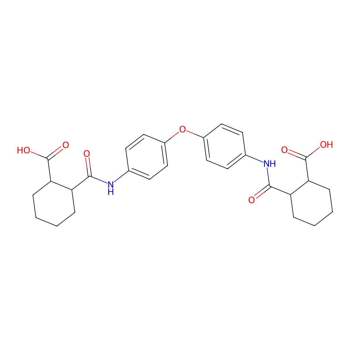 2-({4-[4-({[2-Carboxycyclohexyl]carbonyl}amino)phenoxy]anilino}carbonyl)cyclohexanecarboxylic acid molecular structure, CAS 134863-81-3