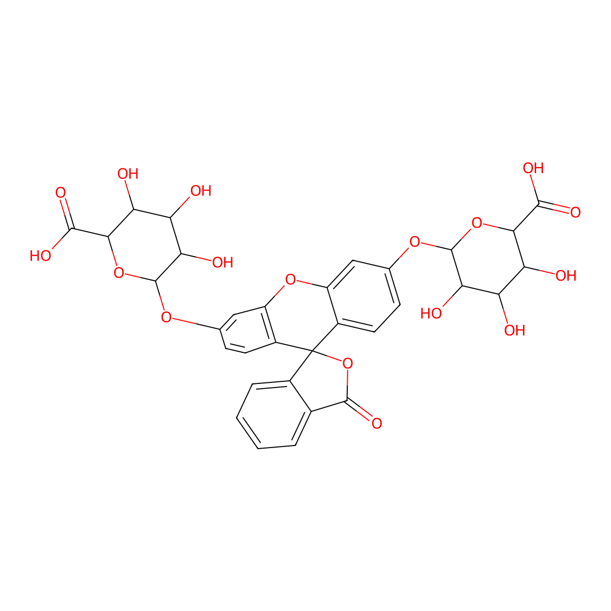 Fluorescein di-beta-d-glucuronide molecular structure, CAS 134869-04-8