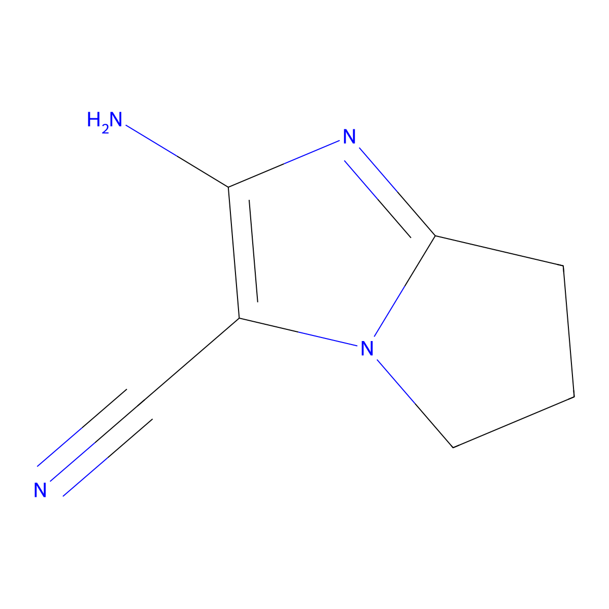 2-amino-6,7-dihydro-5H-pyrrolo[1,2-a]imidazole-3-carbonitrile molecular structure, CAS 134881-51-9