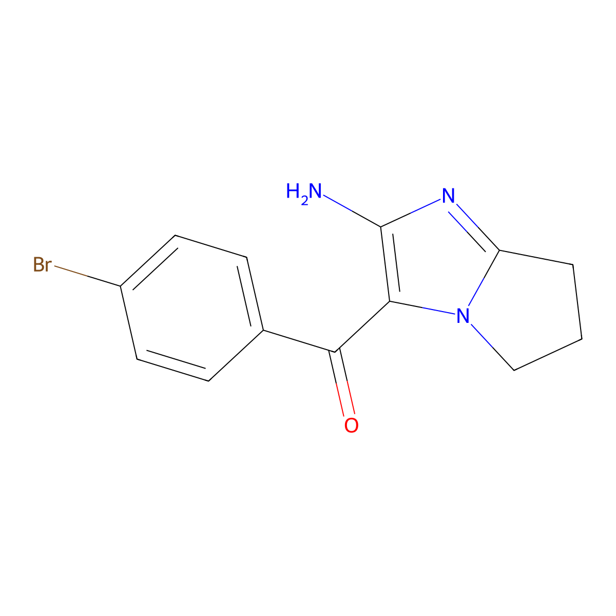 (2-Amino-6,7-dihydro-5H-pyrrolo[1,2-a]imidazol-3-yl)(4-bromophenyl)methanone molecular structure, CAS 134881-52-0
