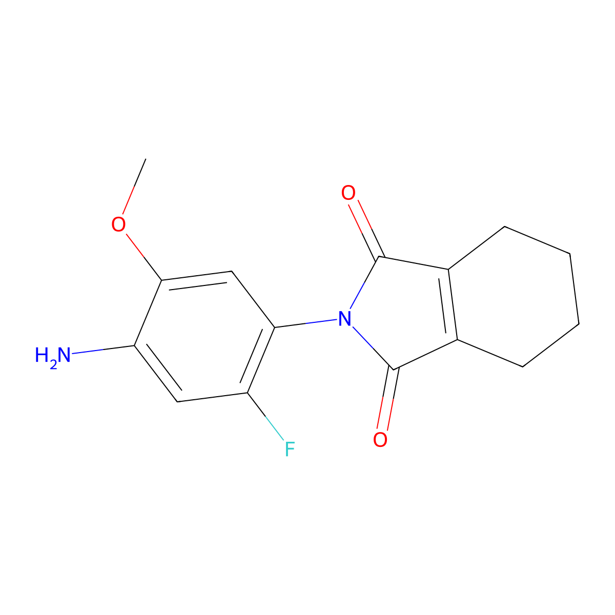 1H-Isoindole-1,3(2H)-dione, 2-(4-amino-2-fluoro-5-methoxyphenyl)-4,5,6,7-tetrahydro- molecular structure, CAS 134882-51-2