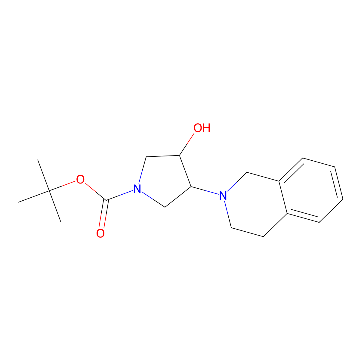 tert-butyl (3R,4R)-3-hydroxy-4-(1,2,3,4-tetrahydroisoquinolin-2-yl)pyrrolidine-1-carboxylate molecular structure, CAS 1348852-02-7