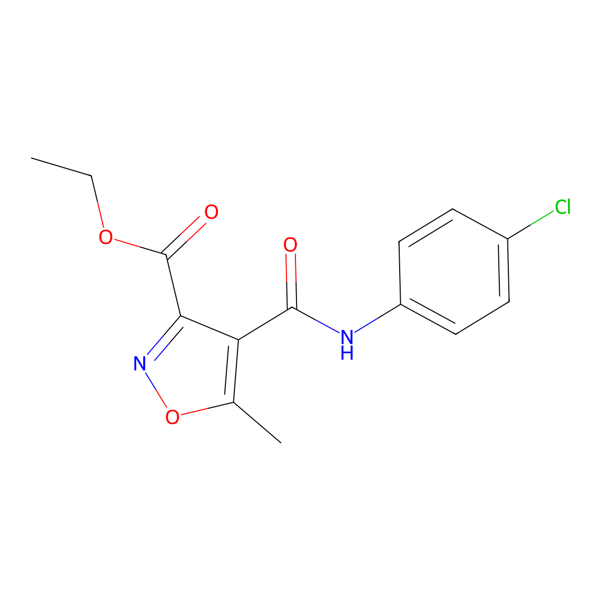 Ethyl 4-[(4-chloroanilino)carbonyl]-5-methyl-3-isoxazolecarboxylate molecular structure, CAS 134889-04-6