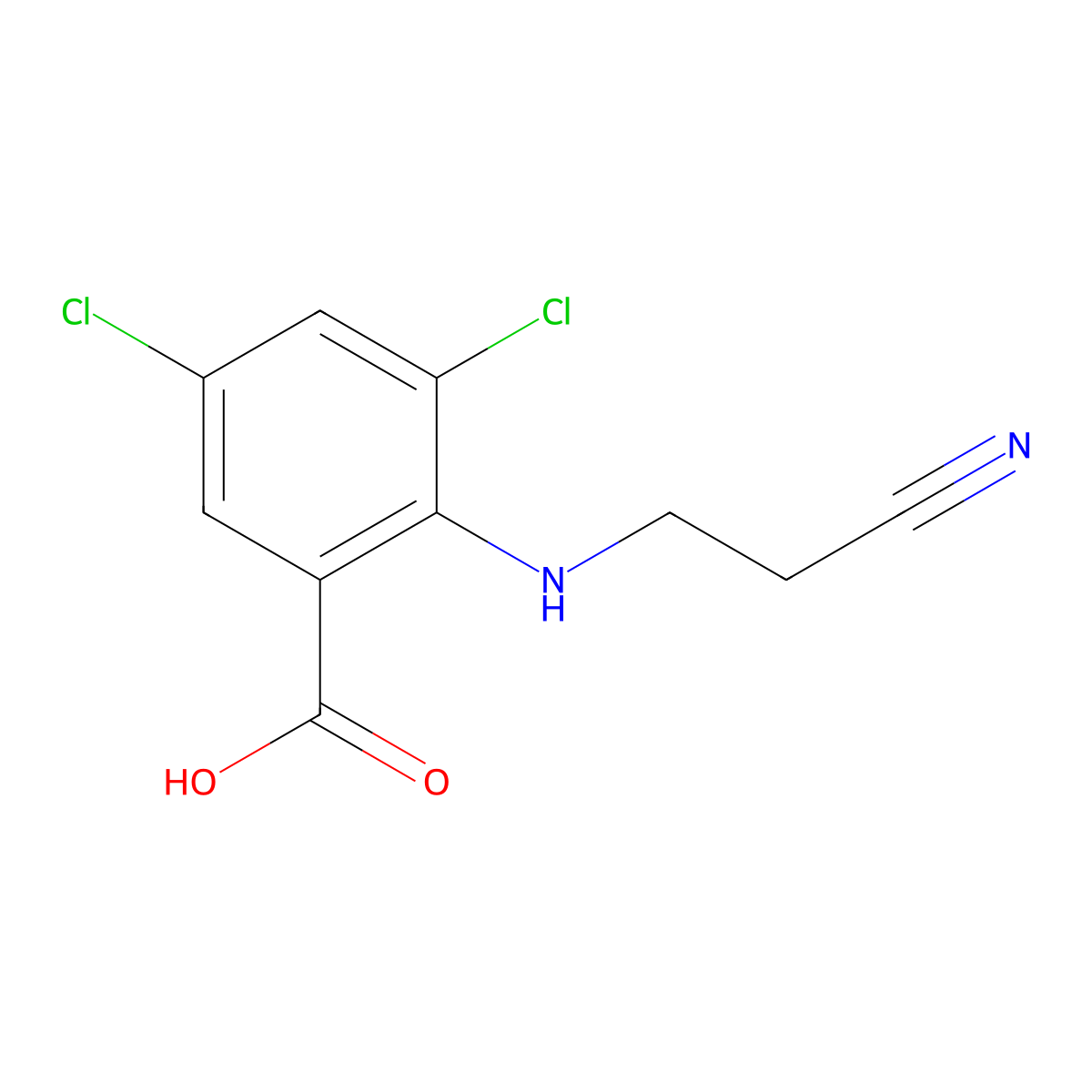 3,5-Dichloro-2-[(2-cyanoethyl)amino]benzoic acid molecular structure, CAS 134892-35-6