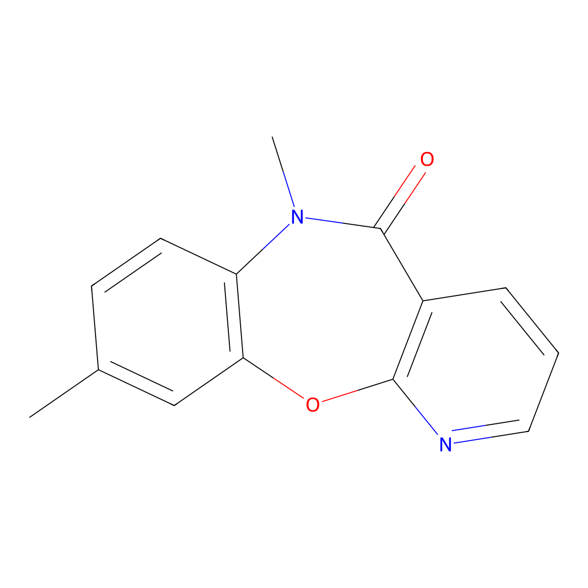 6,9-Dimethyl-pyrido(2,3-b)(1,5)benzoxazepin-5(6H)-one molecular structure, CAS 134894-53-4