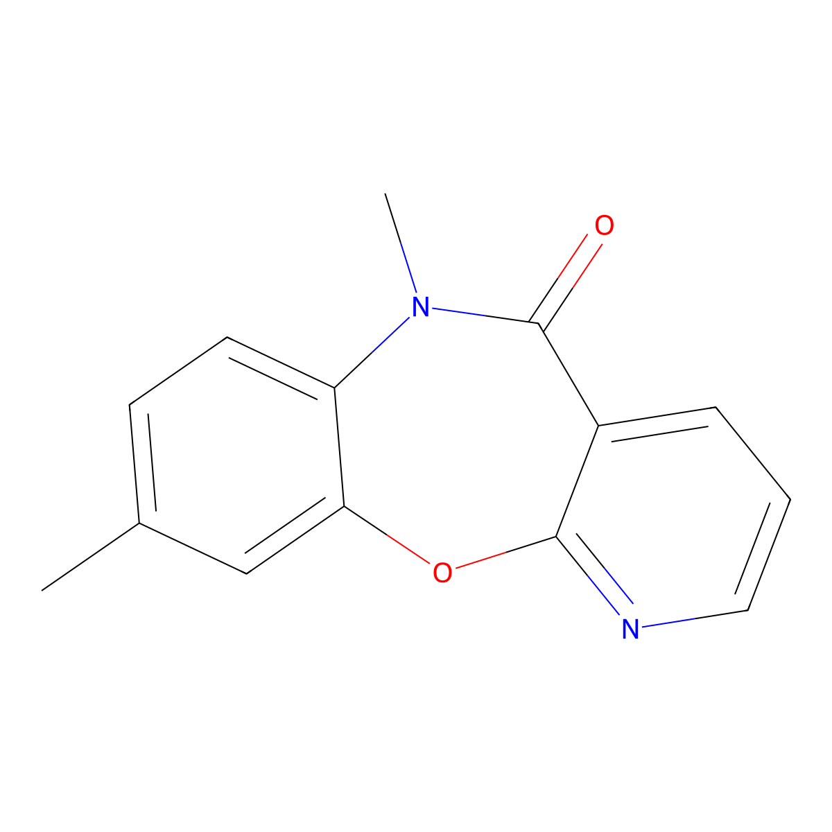 6,9-Dimethyl-pyrido(2,3-b)(1,5)benzoxazepin-5(6H)-one molecular structure, CAS 134894-53-4