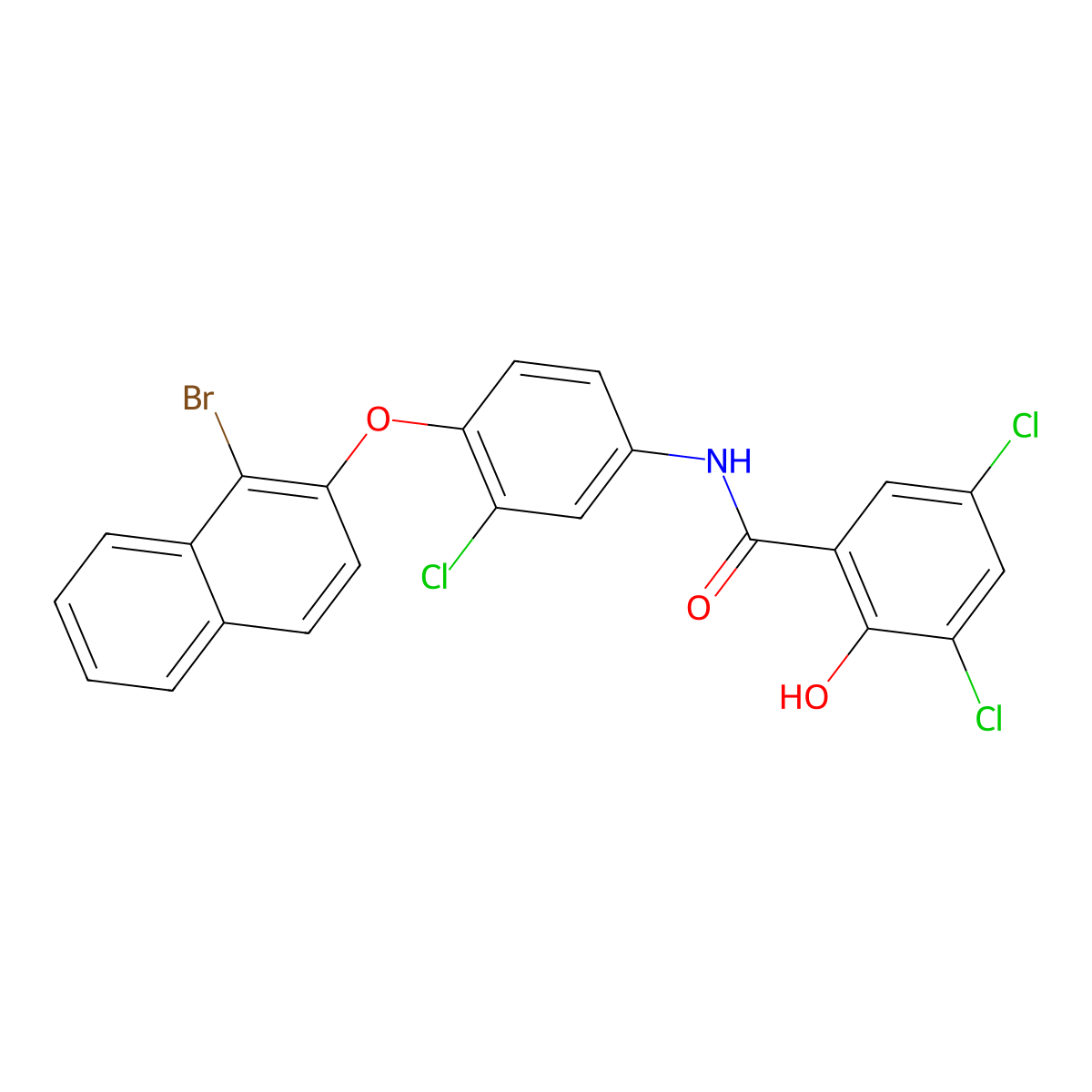 N-(4-((1-Bromonaphthalen-2-yl)oxy)-3-chlorophenyl)-3,5-dichloro-2-hydroxybenzamide molecular structure, CAS 134897-45-3