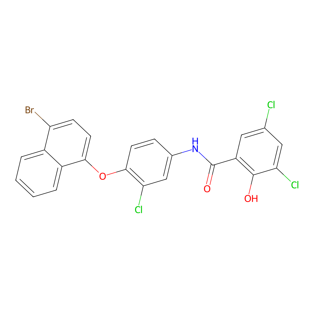 N-[4-(4-bromonaphthalen-1-yl)oxy-3-chlorophenyl]-3,5-dichloro-2-hydroxybenzamide molecular structure, CAS 134897-46-4