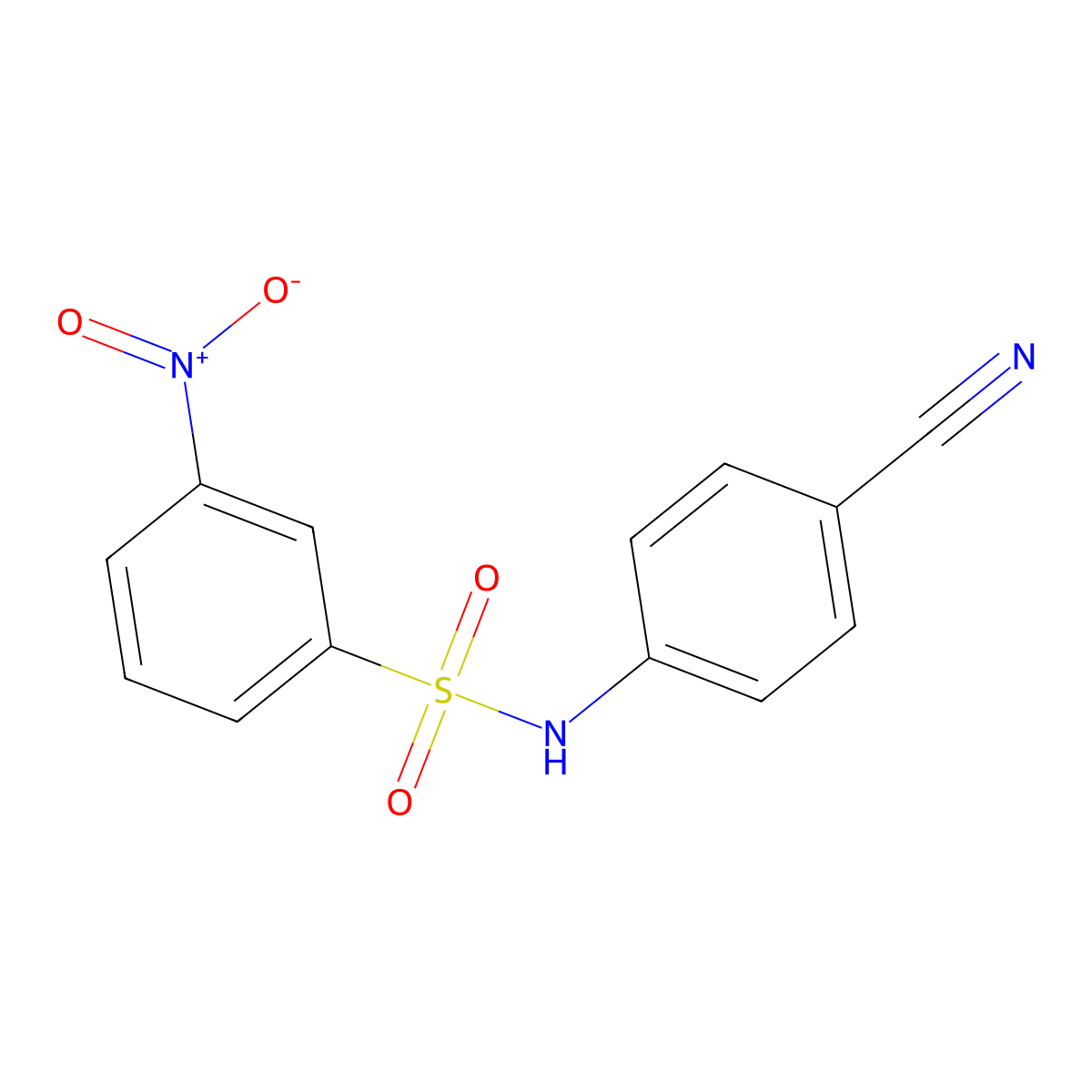 N-(4-cyanophenyl)-3-nitrobenzenesulfonamide molecular structure, CAS 134899-81-3
