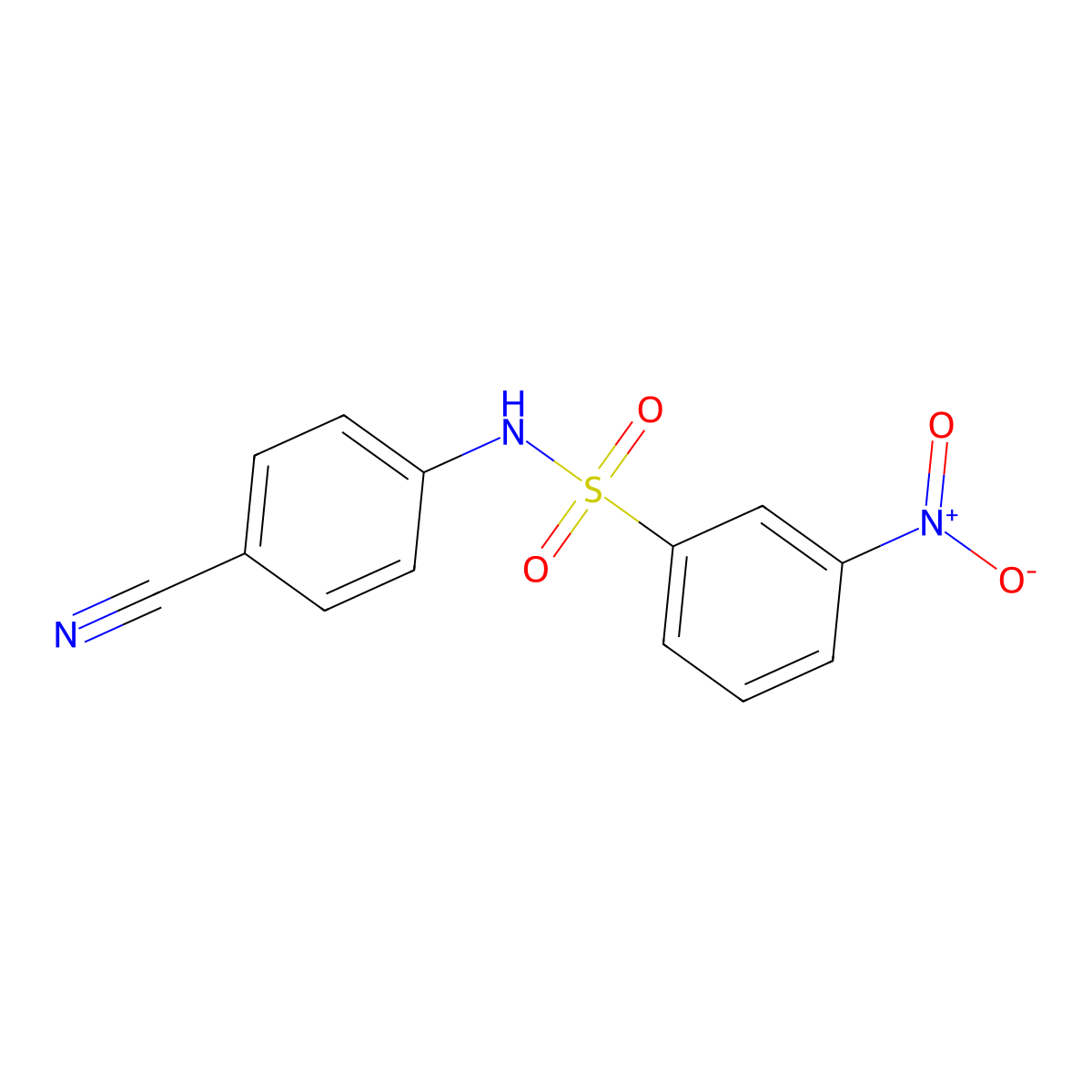N-(4-cyanophenyl)-3-nitrobenzenesulfonamide molecular structure, CAS 134899-81-3