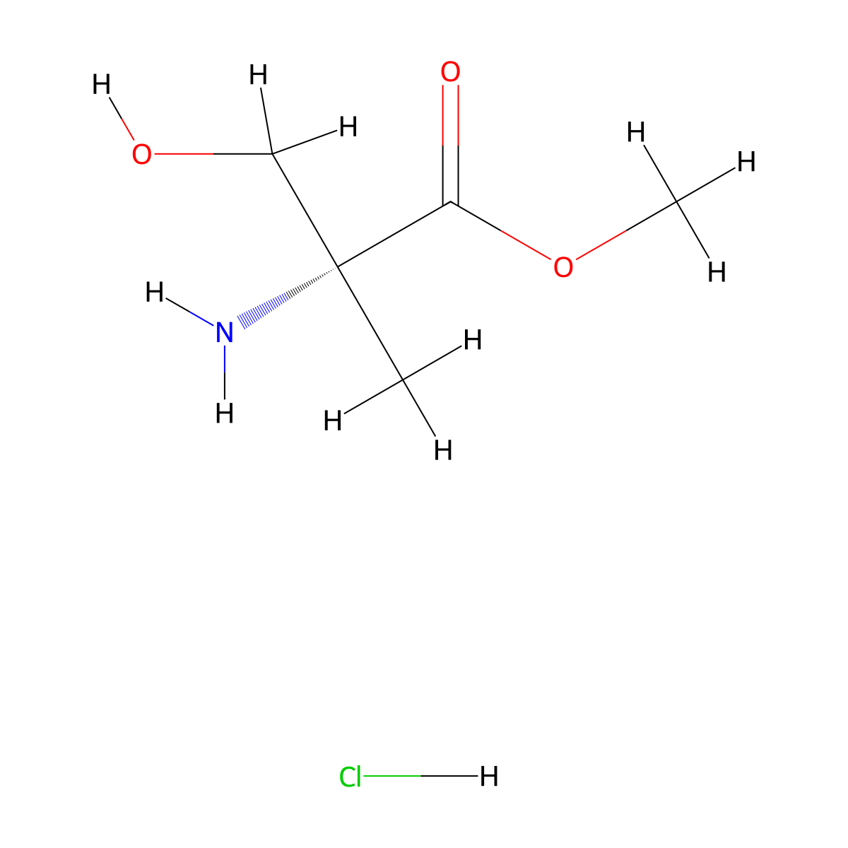 Methyl (R)-2-amino-3-hydroxy-2-methylpropanoate hydrochloride molecular structure, CAS 134899-86-8