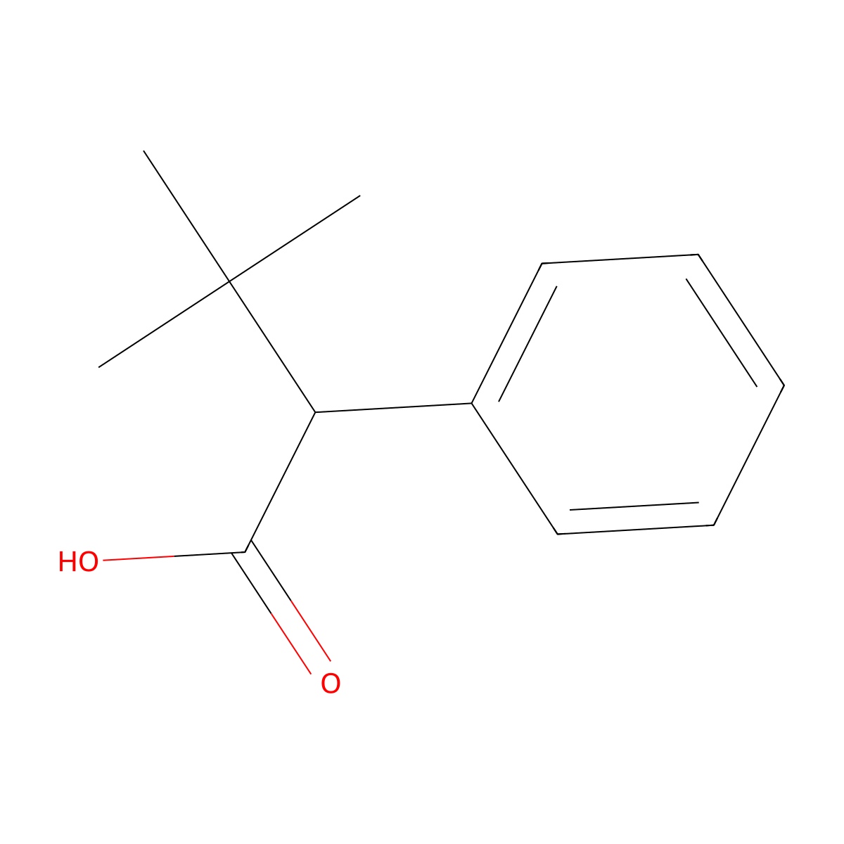3,3-Dimethyl-2-phenylbutanoic acid molecular structure, CAS 13490-70-5