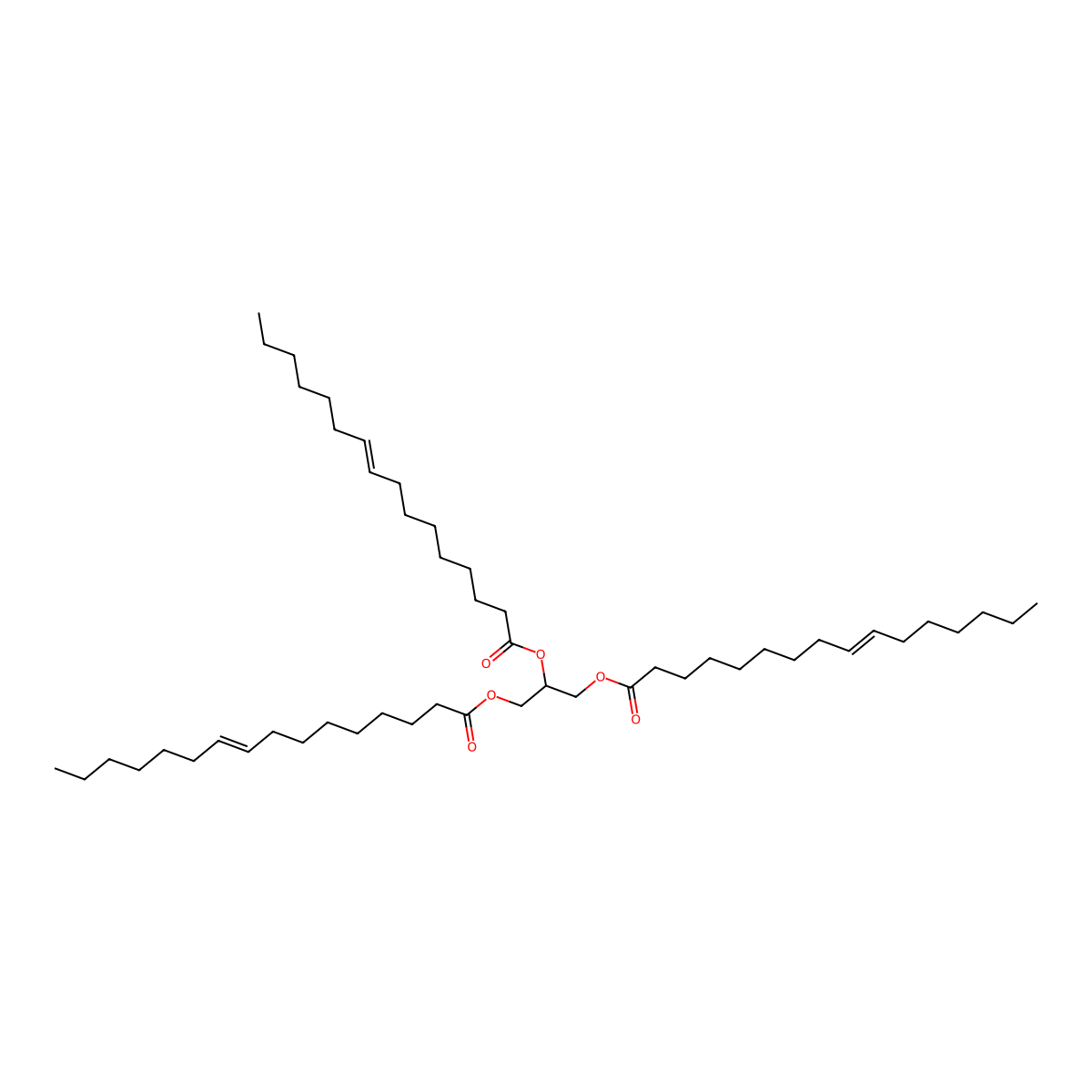 Glyceryl tripalmitelaidate molecular structure, CAS 134907-85-0