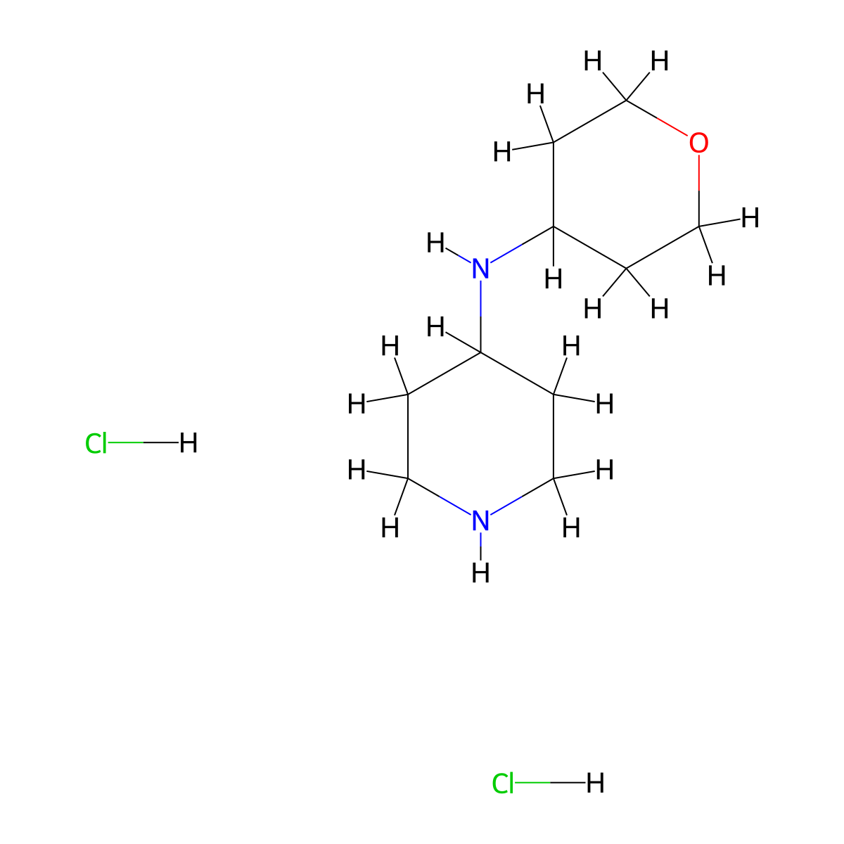 N-(oxan-4-yl)piperidin-4-amine dihydrochloride molecular structure, CAS 1349114-39-1