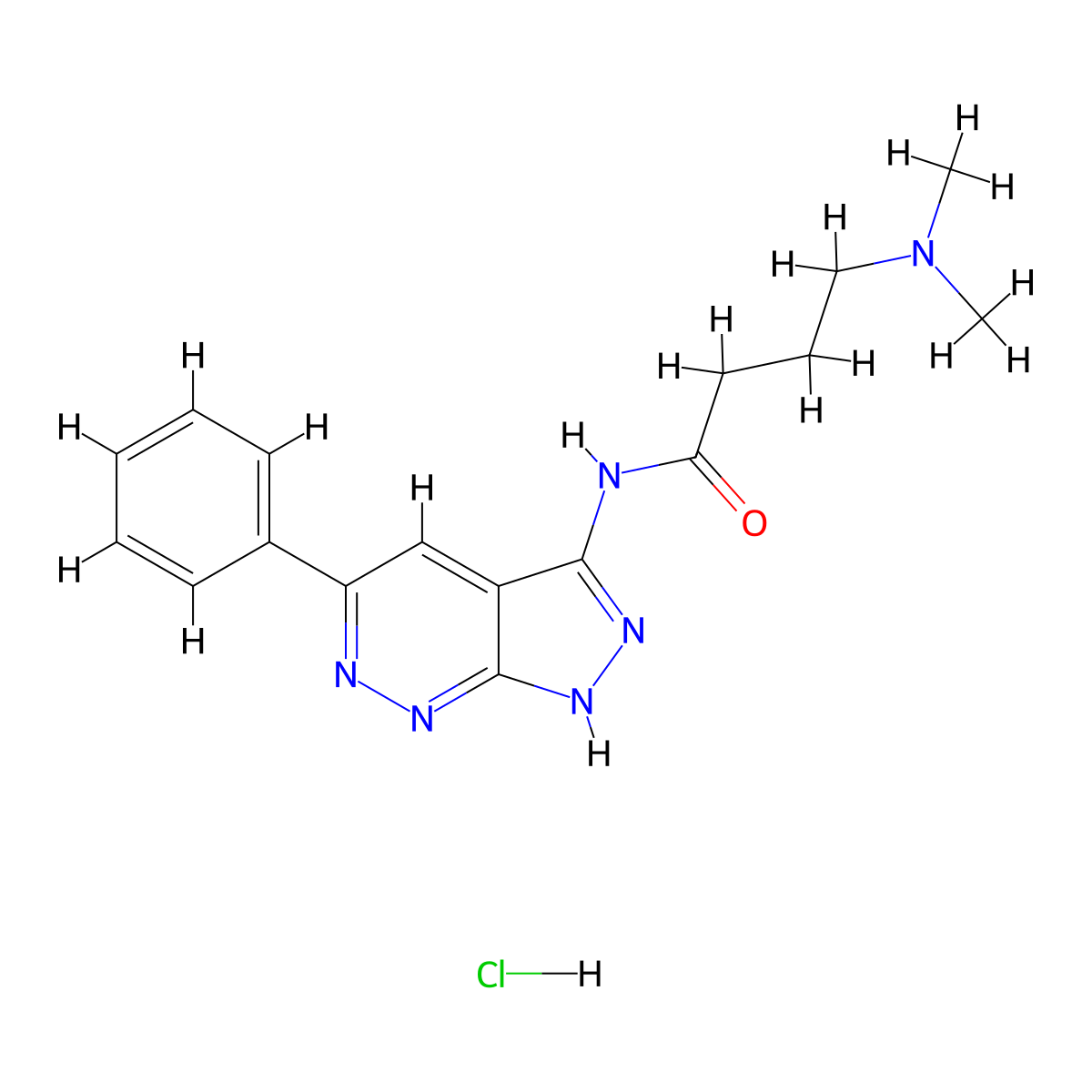 4-(dimethylamino)-N-(5-phenyl-1H-pyrazolo[3,4-c]pyridazin-3-yl)butanamide;hydrochloride molecular structure, CAS 1349122-54-8