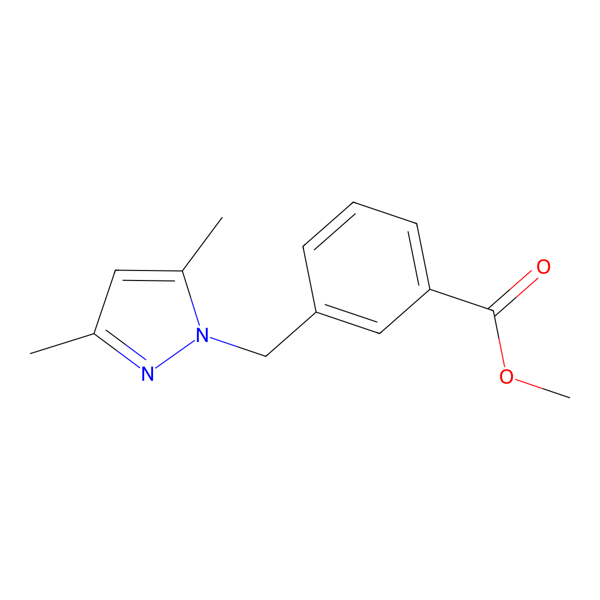 methyl 3-[(3,5-dimethyl-1H-pyrazol-1-yl)methyl]benzoate molecular structure, CAS 1349171-59-0