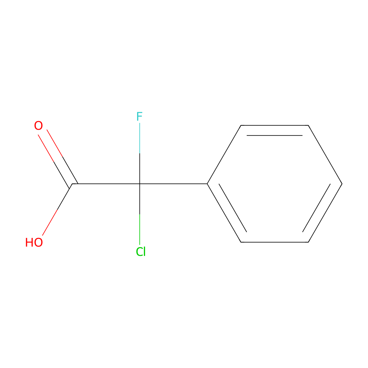 2-Chloro-2-fluoro-2-phenylacetic acid molecular structure, CAS 134918-44-8