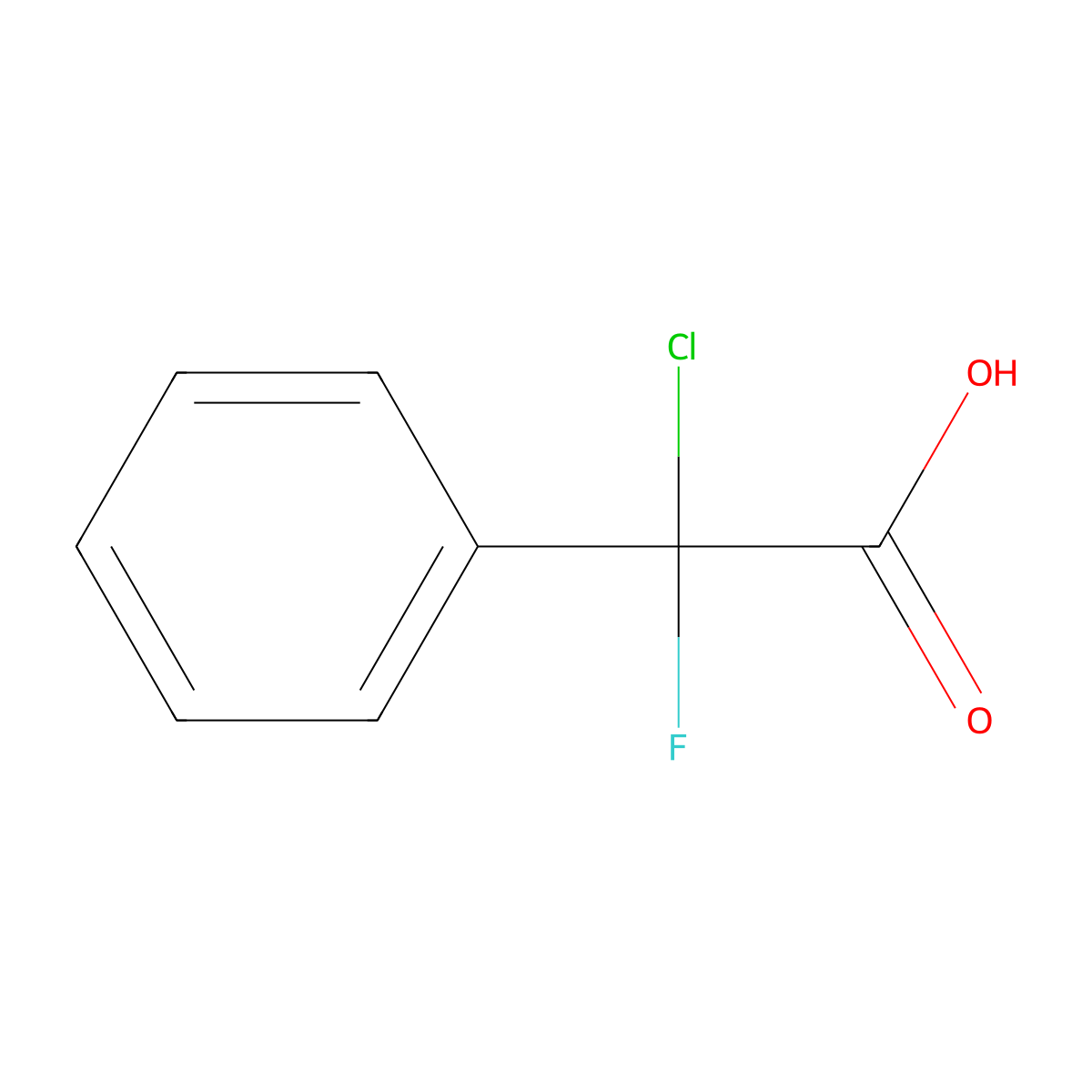 2-Chloro-2-fluoro-2-phenylacetic acid molecular structure, CAS 134918-44-8