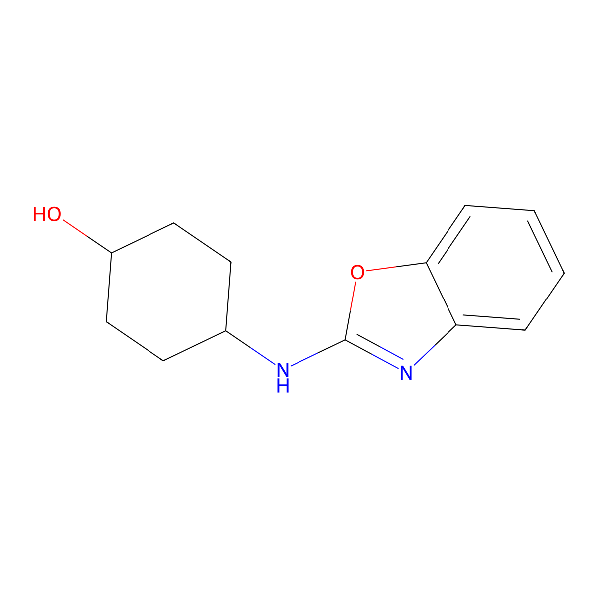 (1r,4r)-4-(Benzo[d]oxazol-2-ylamino)cyclohexanol molecular structure, CAS 1349185-86-9