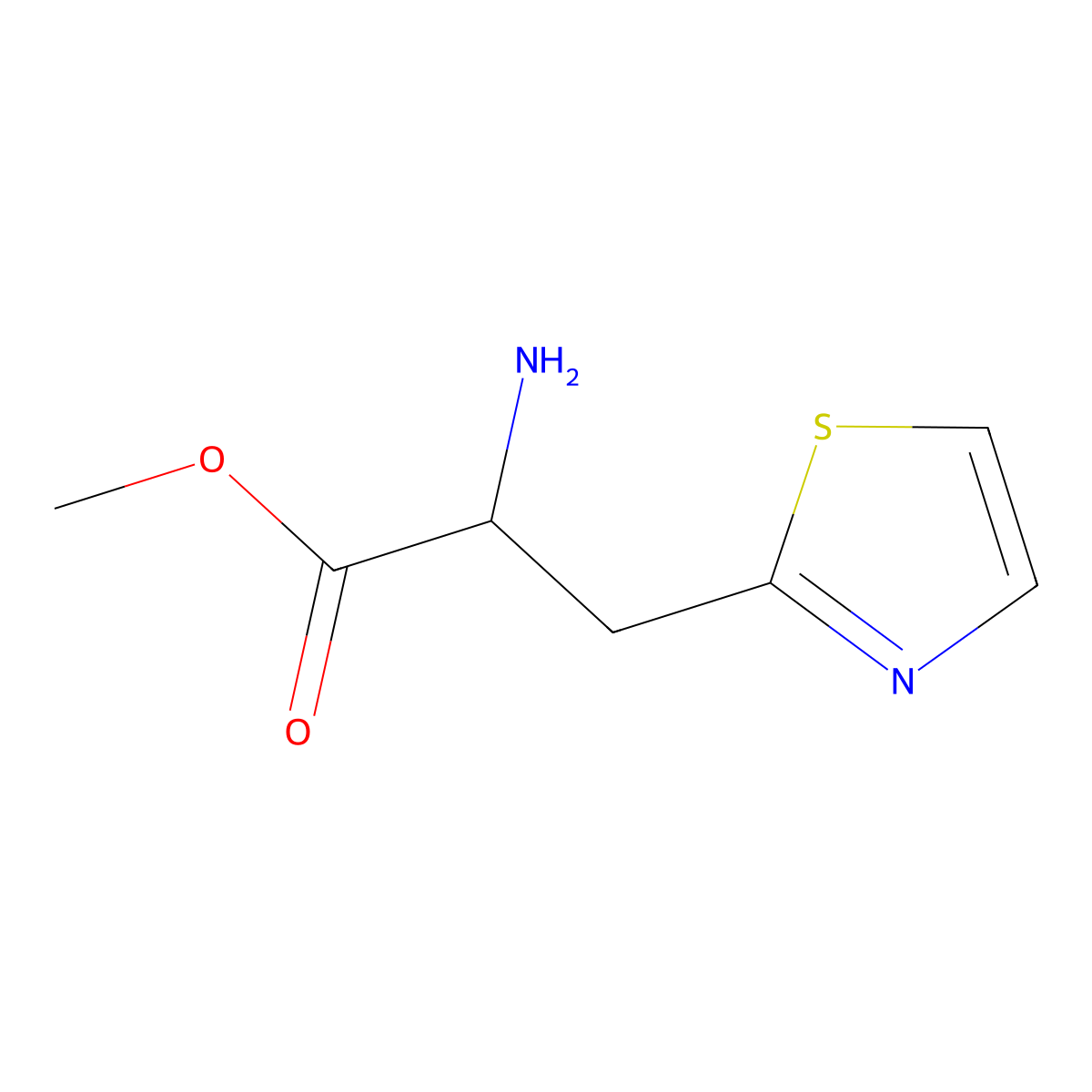 methyl (2S)-2-amino-3-(1,3-thiazol-2-yl)propanoate molecular structure, CAS 1349187-86-5