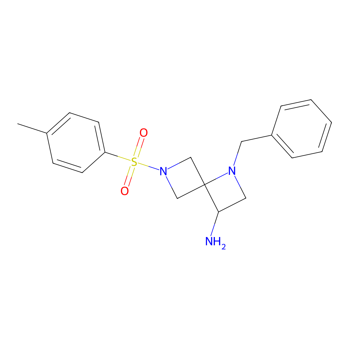1-Benzyl-6-tosyl-1,6-diazaspiro[3.3]heptan-3-amine molecular structure, CAS 1349199-73-0