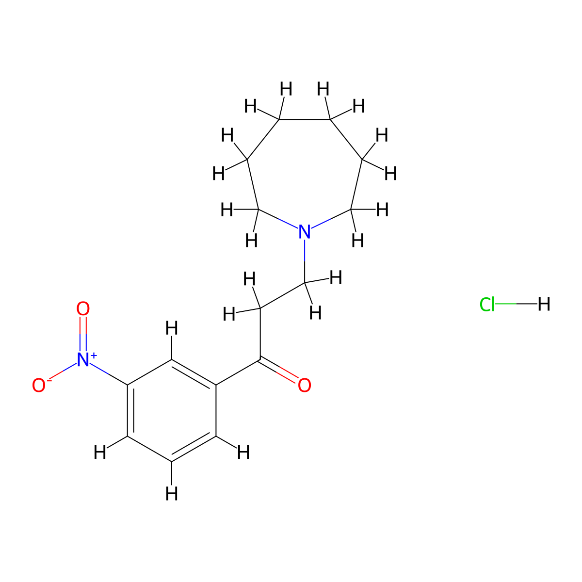 3-(Hexahydro-1H-azepin-1-yl)-1-(3-nitrophenyl)-1-propanone monohydrochloride molecular structure, CAS 13492-21-2