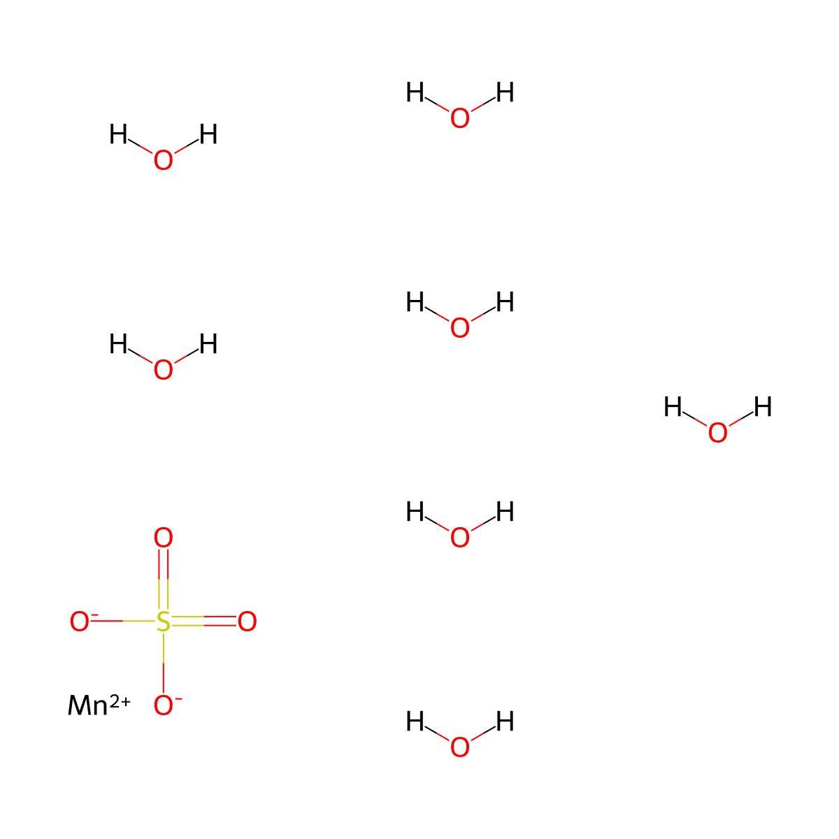 Sulfuric acid, manganese(2+) salt (1:1), heptahydrate molecular structure, CAS 13492-24-5