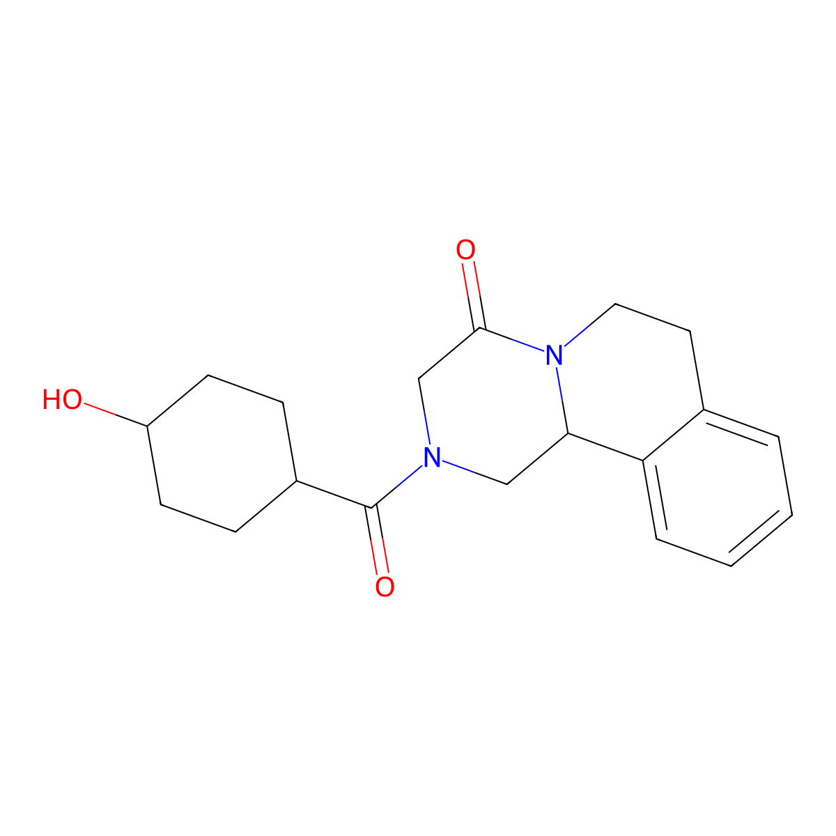 4-Hydroxypraziquantel molecular structure, CAS 134924-68-8