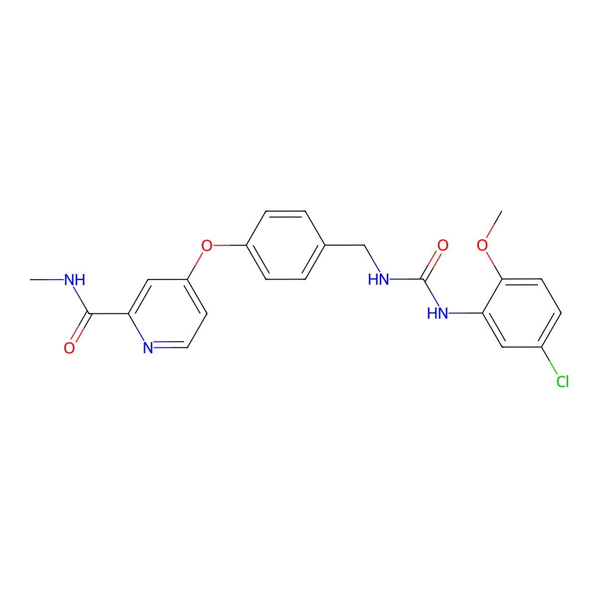 4-(4-((3-(5-chloro-2-methoxyphenyl)ureido)methyl)phenoxy)-N-methylpicolinamide molecular structure, CAS 1349244-89-8