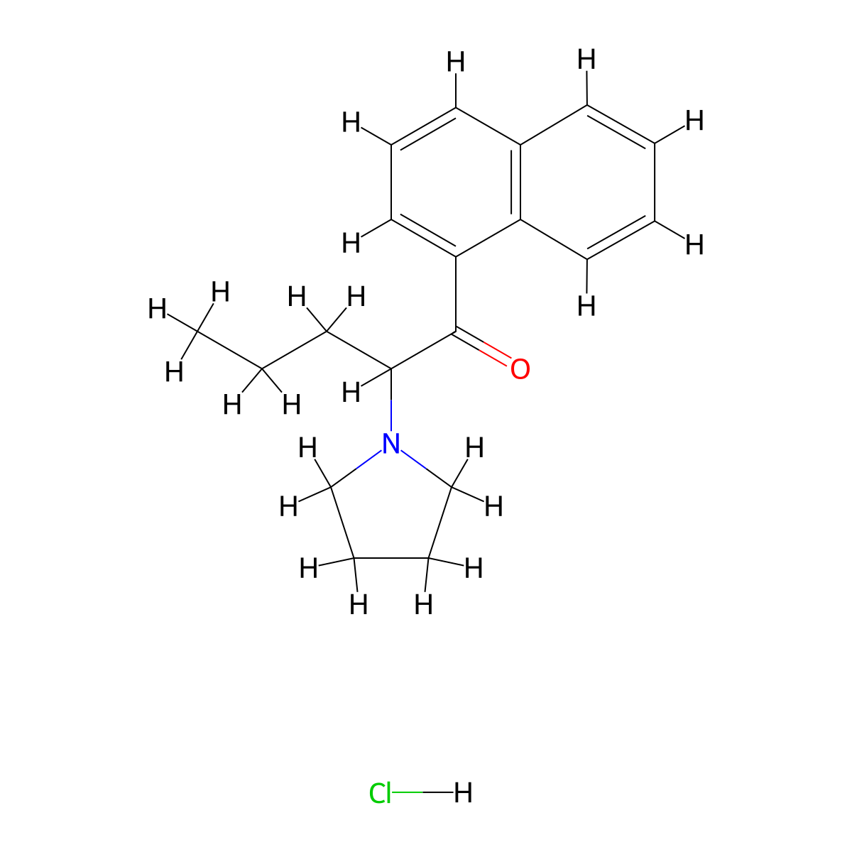 1-Naphthyl pyrovalerone hydrochloride molecular structure, CAS 1349245-31-3
