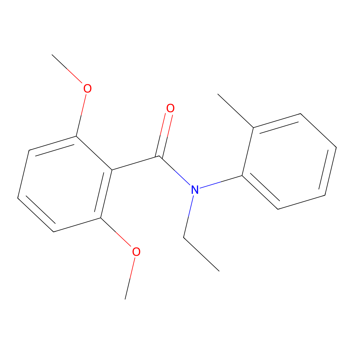 N-ethyl-2,6-dimethoxy-N-(2-methylphenyl)benzamide molecular structure, CAS 13493-27-1