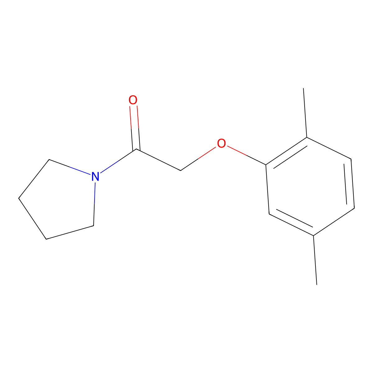 Pyrrolidine, 1-((2,5-dimethylphenoxy)acetyl)- molecular structure, CAS 134937-61-4
