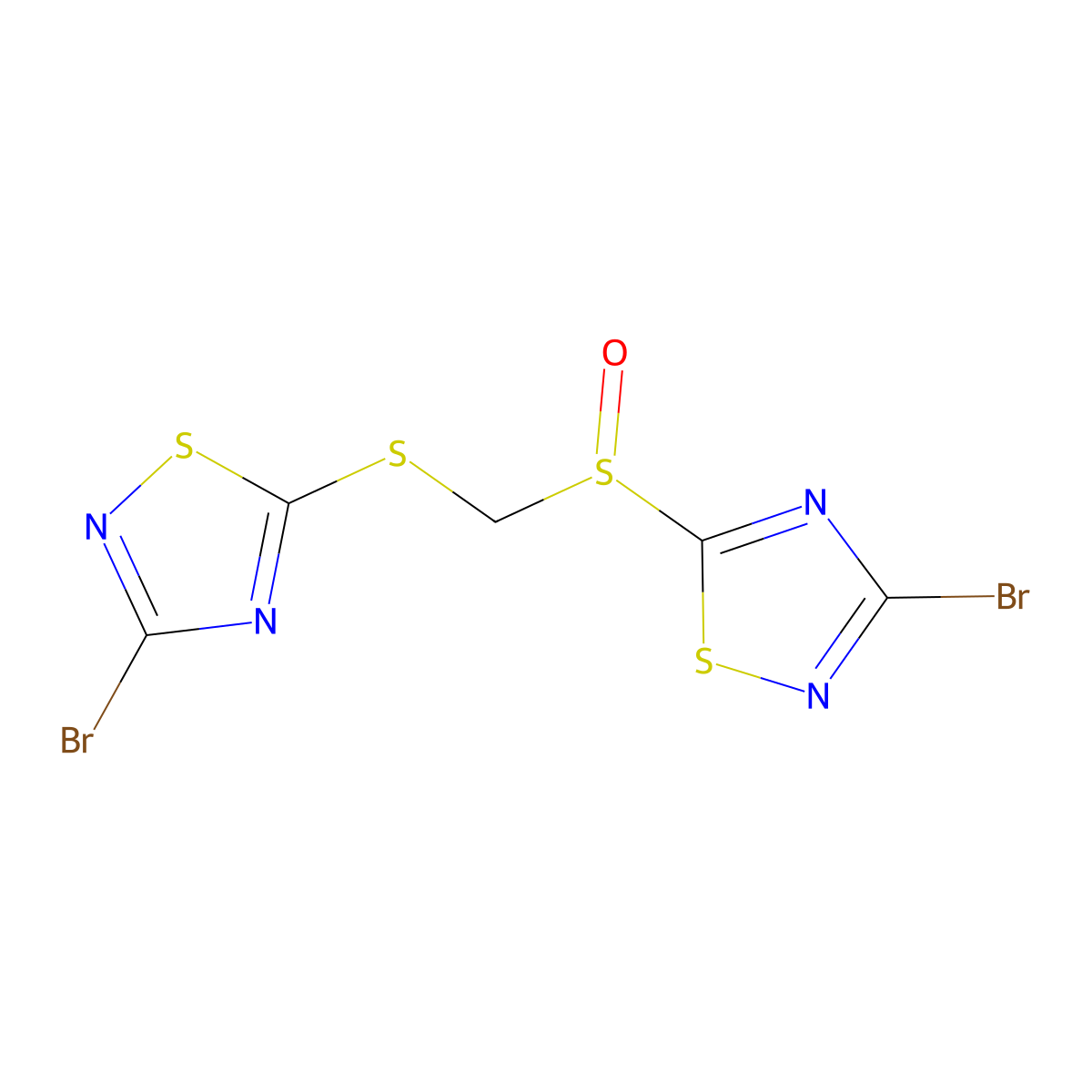 3-Bromo-5-[(3-bromo-1,2,4-thiadiazol-5-ylthio)methylsulfinyl]-1,2,4-thiadiazole molecular structure, CAS 134947-29-8