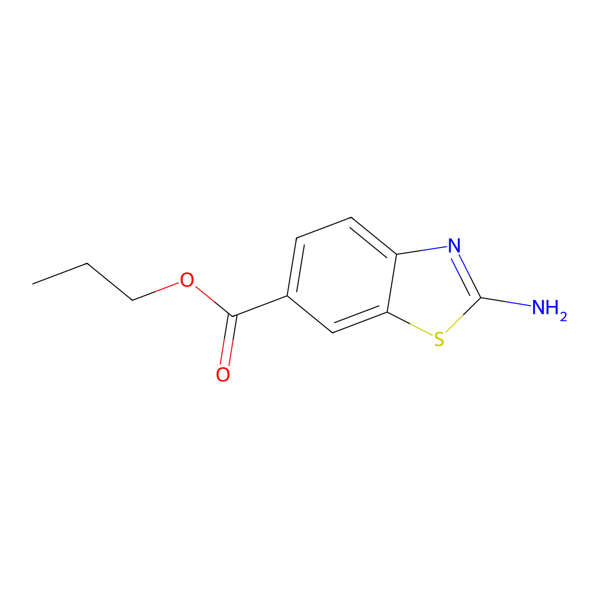 Propyl 2-amino-1,3-benzothiazole-6-carboxylate molecular structure, CAS 134949-37-4