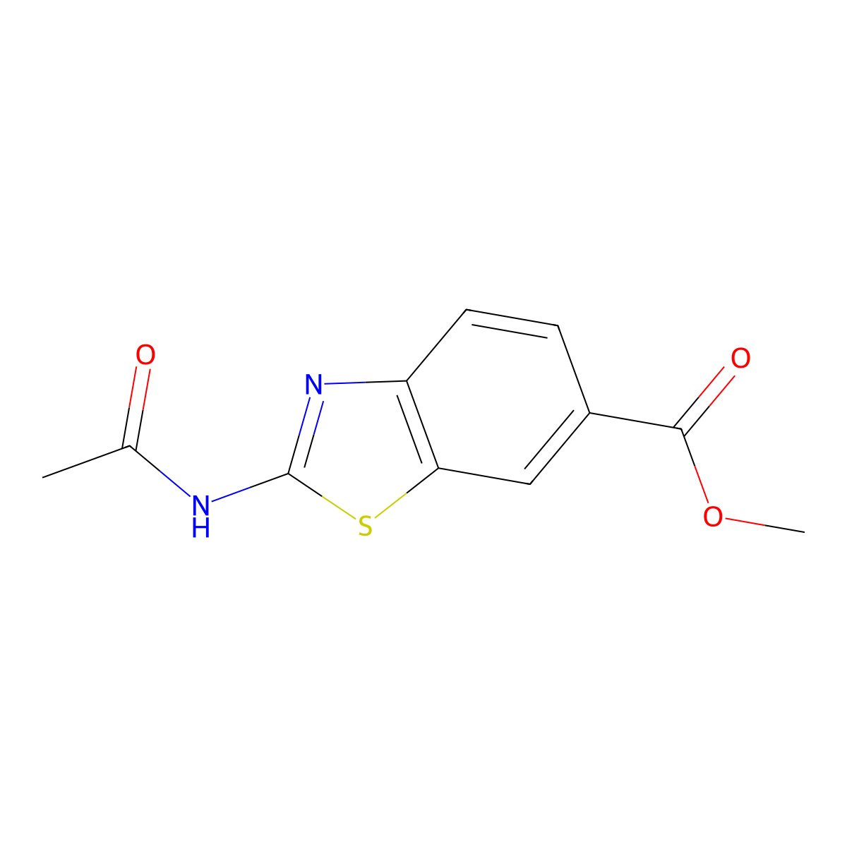 Methyl 2-(Acetylamino)-1,3-Benzothiazole-6-Carboxylate molecular structure, CAS 134949-40-9