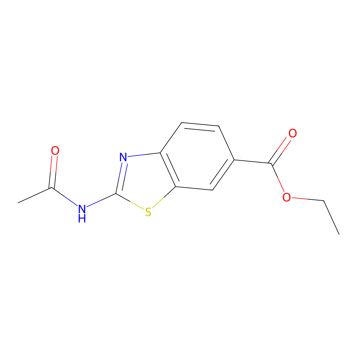 Ethyl 2-acetamido-1,3-benzothiazole-6-carboxylate molecular structure, CAS 134949-41-0