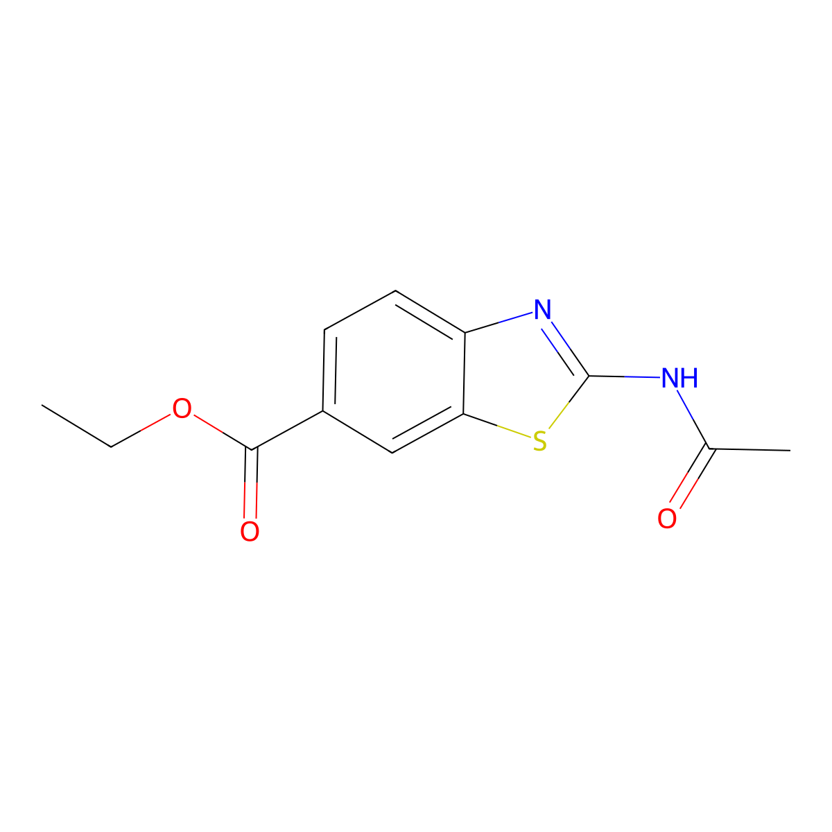 Ethyl 2-acetamido-1,3-benzothiazole-6-carboxylate molecular structure, CAS 134949-41-0