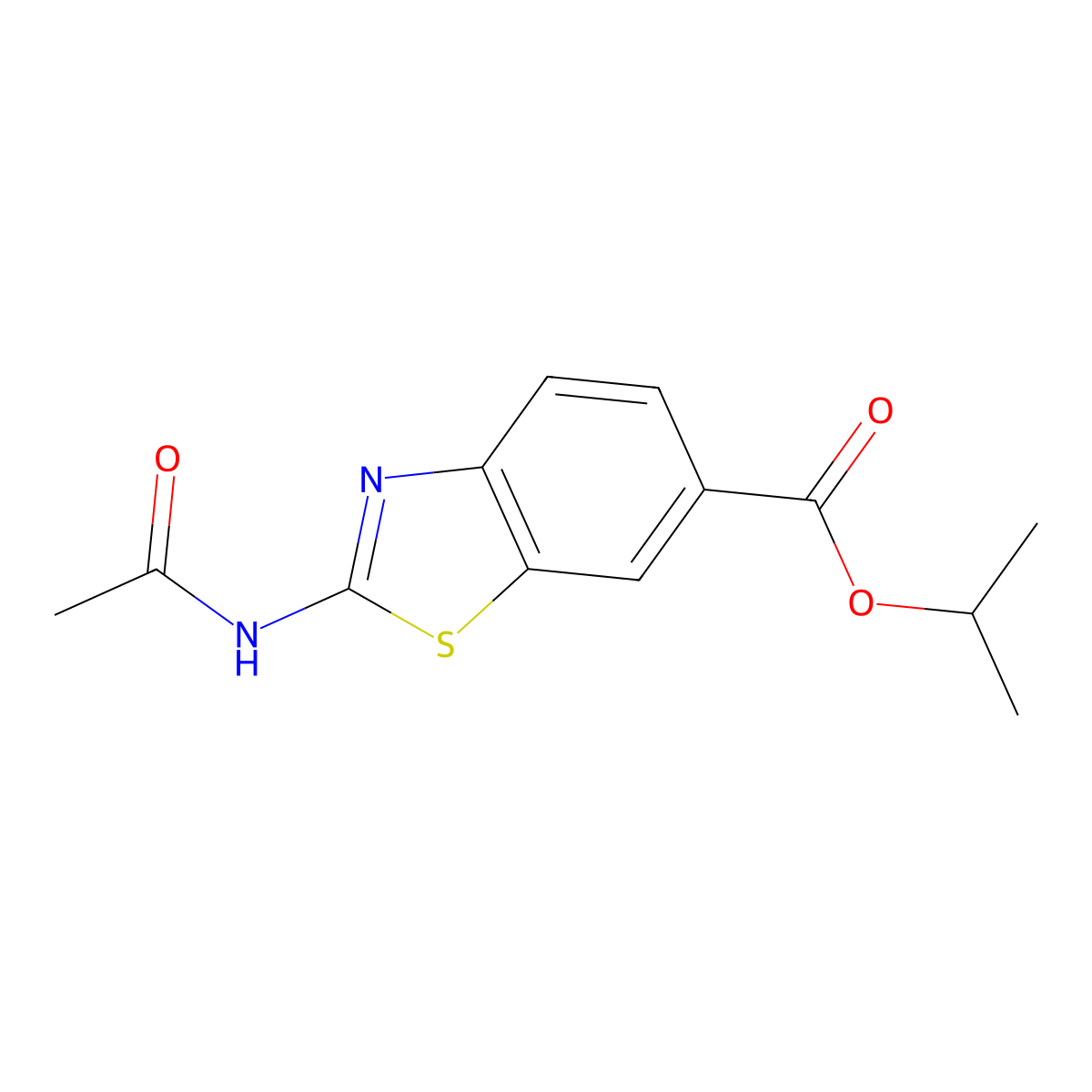 Isopropyl 2-(acetylamino)-1,3-benzothiazole-6-carboxylate molecular structure, CAS 134949-43-2
