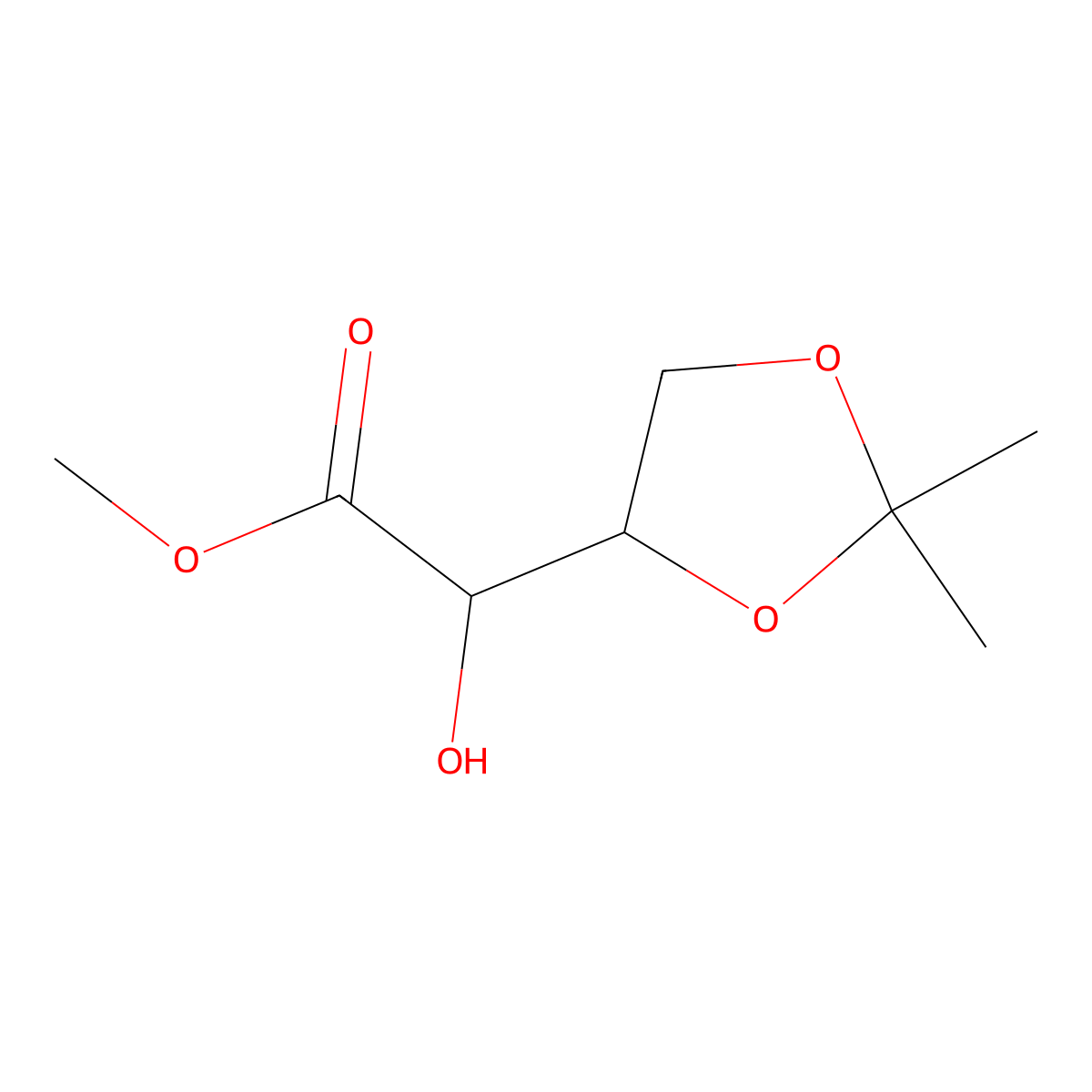 Methyl 2-(2,2-dimethyl-1,3-dioxolan-4-yl)-2-hydroxyacetate molecular structure, CAS 134963-24-9