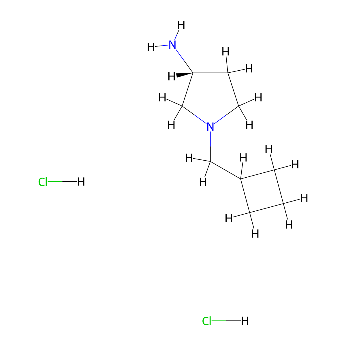(R)-1-(Cyclobutylmethyl)pyrrolidin-3-amine dihydrochloride molecular structure, CAS 1349699-76-8