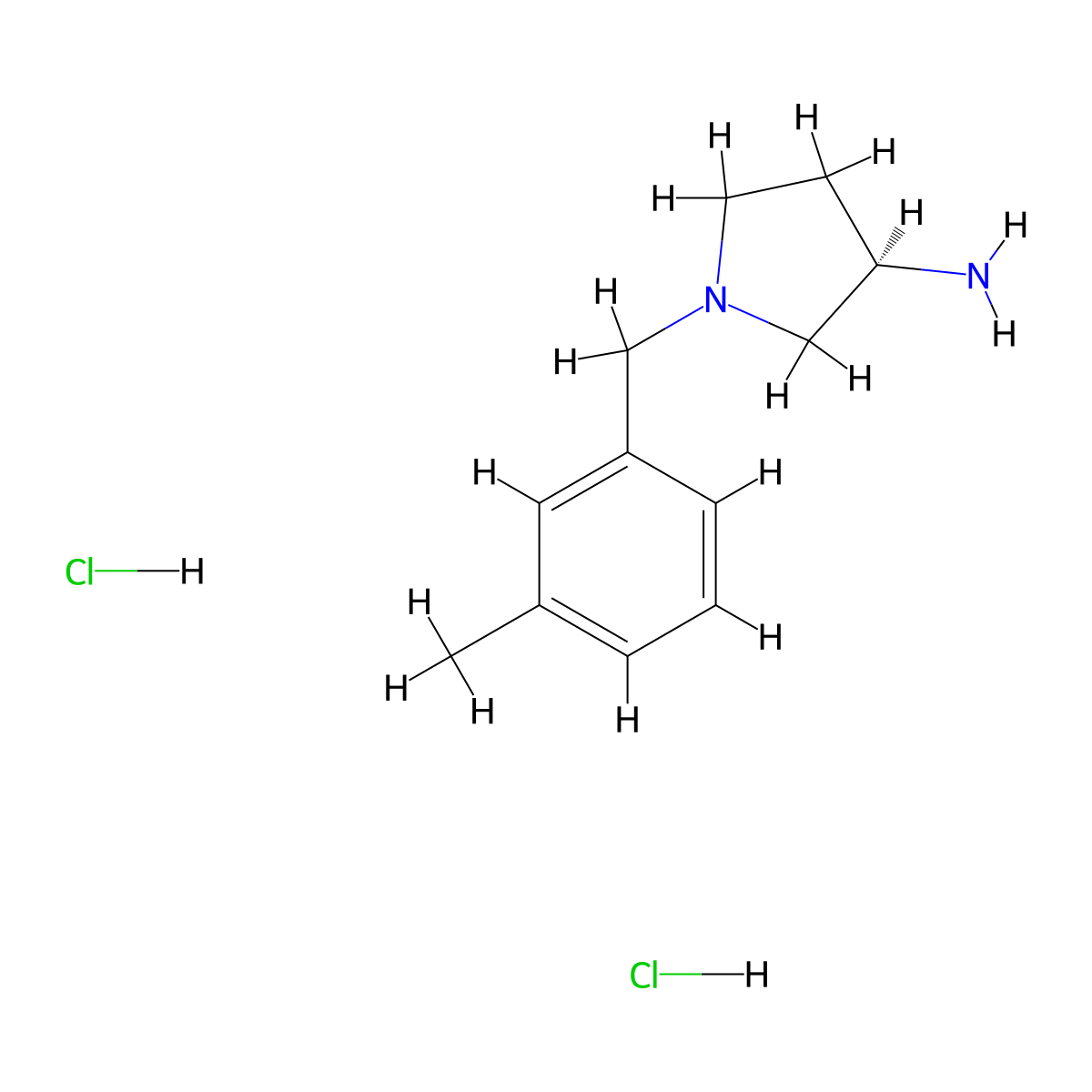 (R)-1-(3-Methylbenzyl)pyrrolidin-3-amine dihydrochloride molecular structure, CAS 1349699-78-0