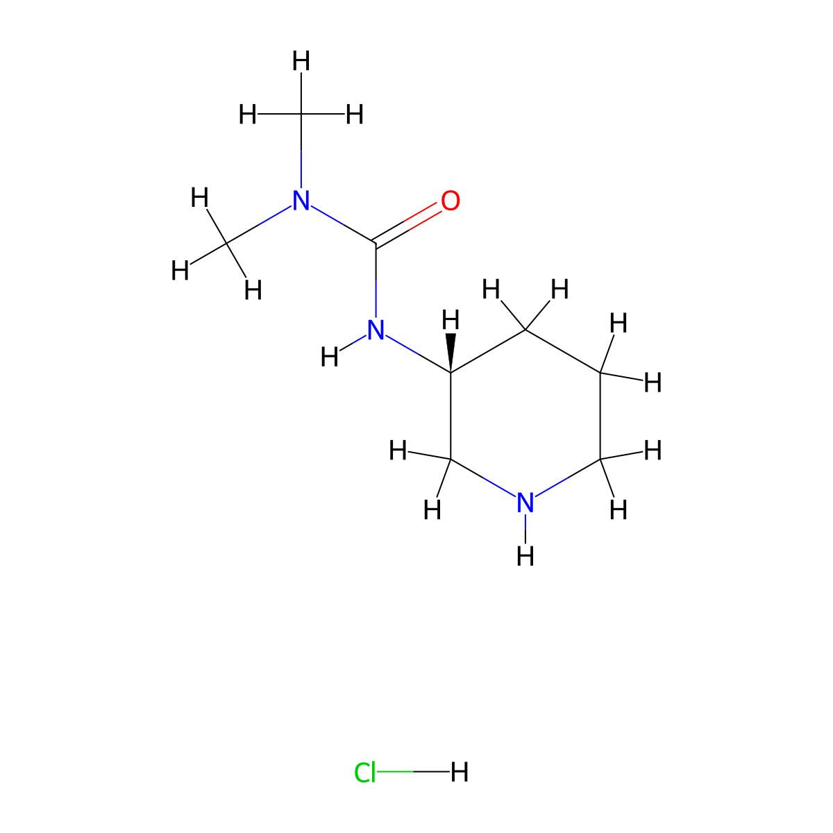 (R)-3,3-Dimethyl-1-(piperidin-3-yl)urea hydrochloride molecular structure, CAS 1349699-86-0