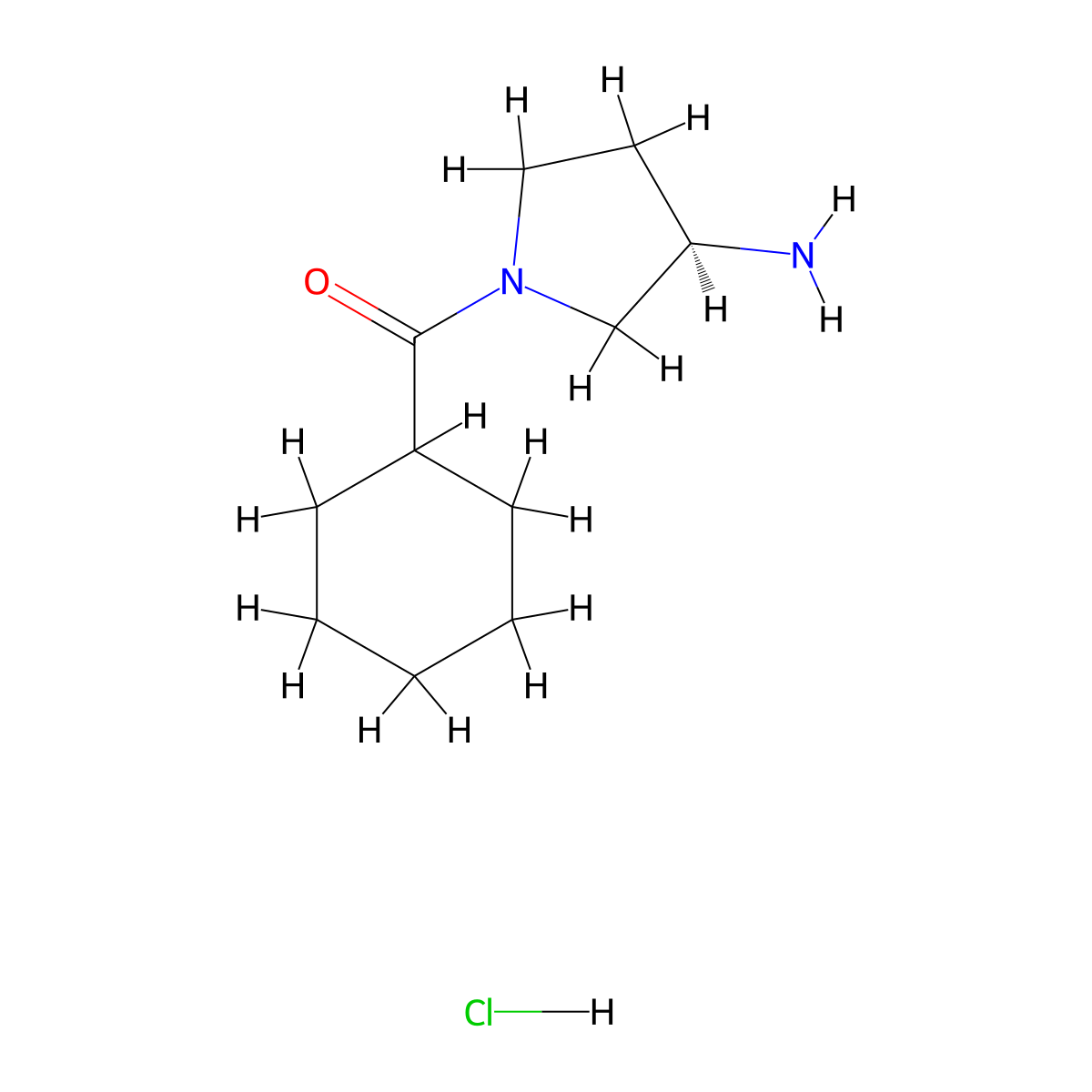 (R)-1-Cyclohexanecarbonylpyrrolidin-3-amine hydrochloride molecular structure, CAS 1349699-91-7