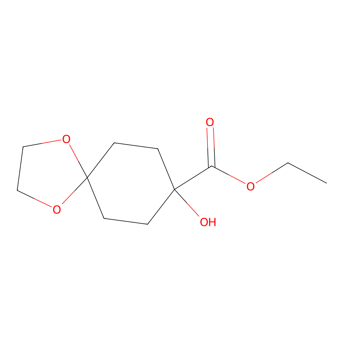 Ethyl 8-hydroxy-1,4-dioxaspiro(4.5)decane-8-carboxylate molecular structure, CAS 134970-49-3