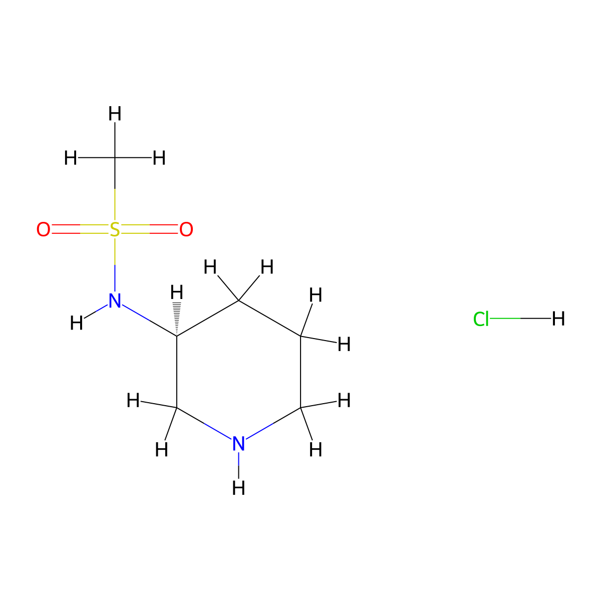 N-((3S)-piperidin-3-yl)methanesulfonamide hydrochloride molecular structure, CAS 1349702-26-6