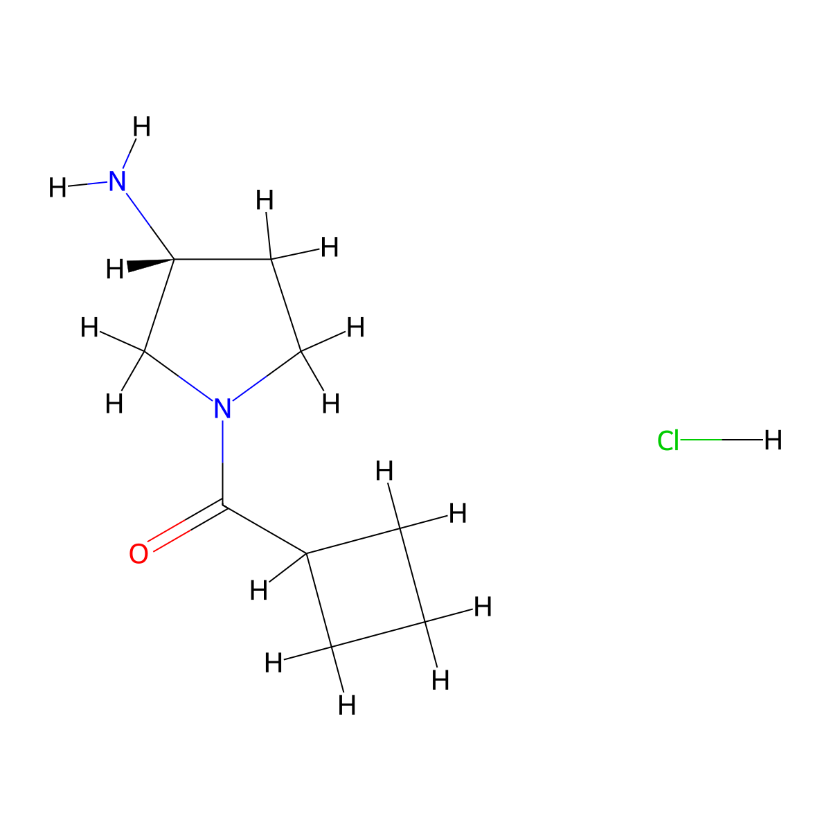 (R)-(3-Aminopyrrolidin-1-yl)(cyclobutyl)methanone hydrochloride molecular structure, CAS 1349702-33-5
